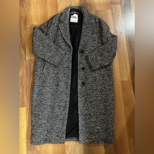 Zara Herringbone Coat - Size Small